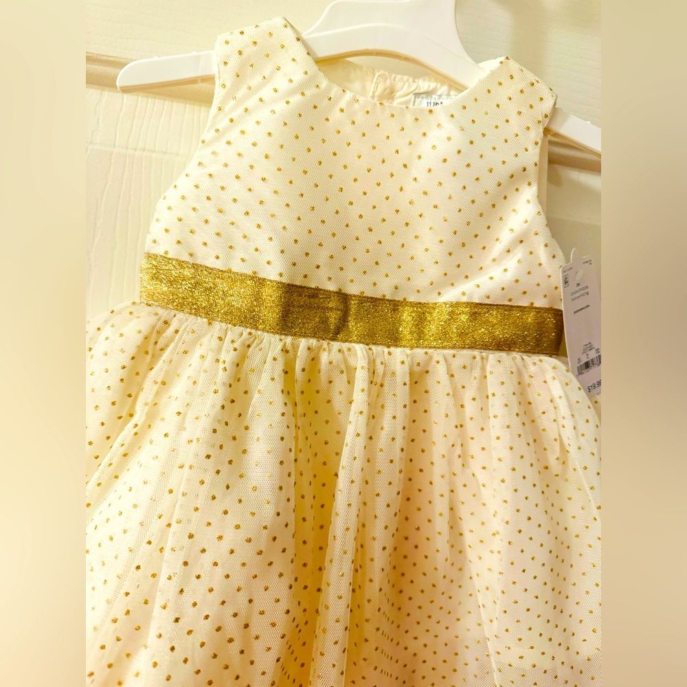 Just one you by Carters special occasion ivory & gold dress NWT
